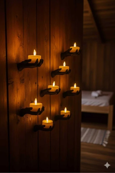 PAMUK'S DESİGN 5li El Figür Duvar Mumluk 12 x 9 cm - LED MUMLAR HEDİYEDİR- - Resim 5