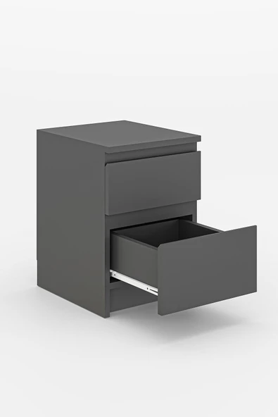 Derinkuyu 2 Çekmeceli Komodin Yatak Odası Bebek Odası Antrasit - Resim 5