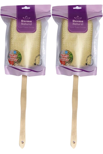Derma Naturel Palmiye Örme Sopalı Banyo Sırt Lifi (8*24CM) MS-09 (2 Li Set) ürün görseli