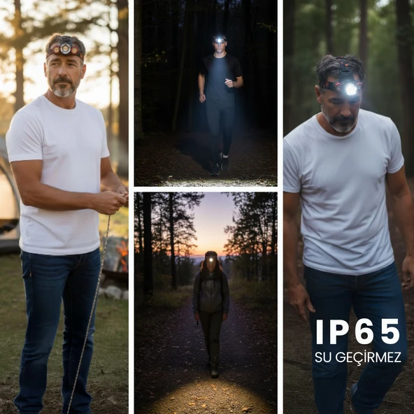 UpWay 13600 mAh Şarjlı Kafa Lambası - Odaklanabilir Mercekli Kafa Feneri - Resim 5