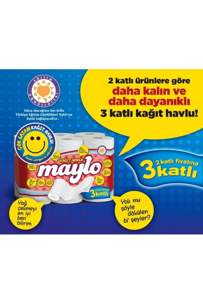 Maylo Süper Kağıt Havlu 3 Katlı 48 Li Set (4PK*12) - Resim 3