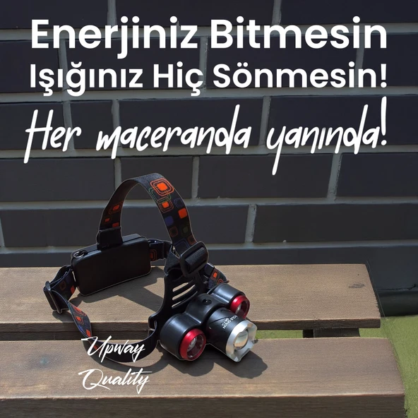 UpWay 13600 mAh Şarjlı Kafa Lambası - Odaklanabilir Mercekli Kafa Feneri - Resim 2