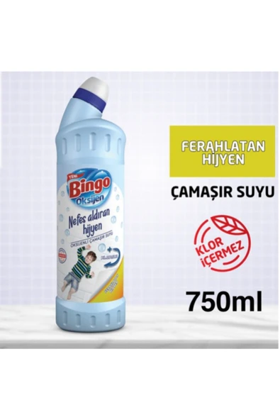 Bingo Oksijen Çamaşır Suyu Ferahlatan Hijyen 750 ml 4 Adet - Resim 2