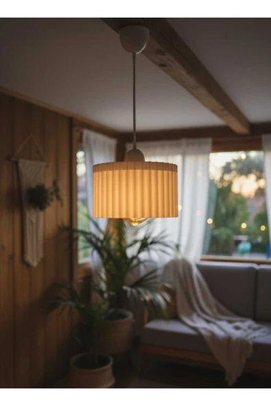 PAMUK'S DESİGN Lüks Beyaz Renk Modern Dekoratif Salon, Oturma Odası ve Mutfak Sarkıt Avize (Lamba Hediyedir) - Resim 2