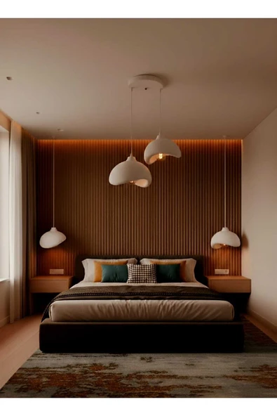 PAMUK'S DESİGN Natural Beton Görünüm 2 Li Sarkıt Avize Bohem Modern Rustik (Rustik Ampul Hediyedir.) - Resim 5