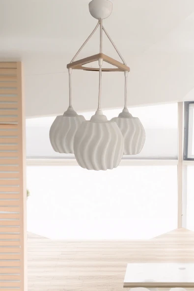 PAMUK'S DESİGN Modern Sarkıt Üçlü Bohem Avize ( 23x27 cm ) Bubble Serisi Salon Mutfak Oturma Odası Cafe Bar - Resim 3