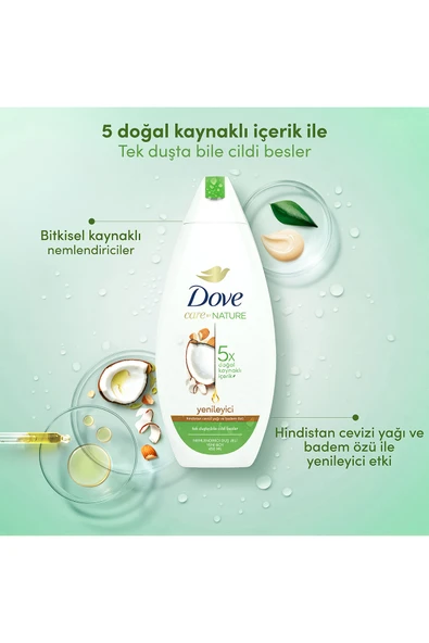Dove Nemlendirici Duş Jeli Hindistan Cevizi Yağı Ve Badem Özü 450 ml X2 - Resim 3