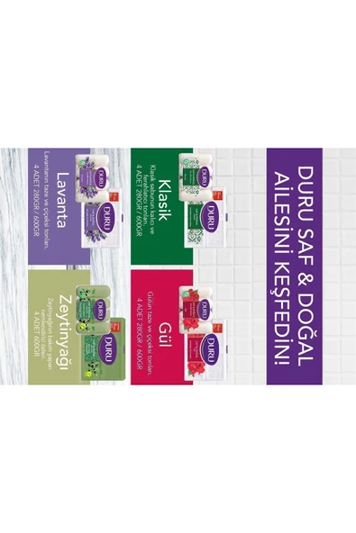 Duru Saf & Doğal Kaynaklı Lavanta 16 Adet Güzellik Sabunu 4x280gr - Resim 5