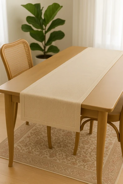 PAMUK'S DESİGN Lüks Linen Keten Şık Masa Örtüsü Runner 35x150 cm - Resim 5