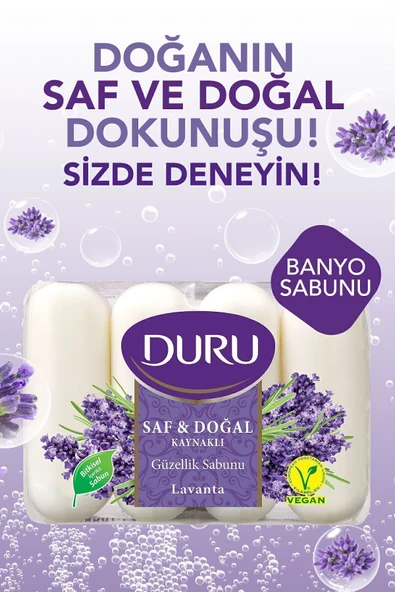 Duru Saf & Doğal Kaynaklı Lavanta 16 Adet Güzellik Sabunu 4x280gr - Resim 4