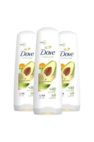 Dove Ultra Care Saç Bakım Kremi Dökülme Karşıtı Bakım Avokado Özü 350 ml X3 - Resim 2