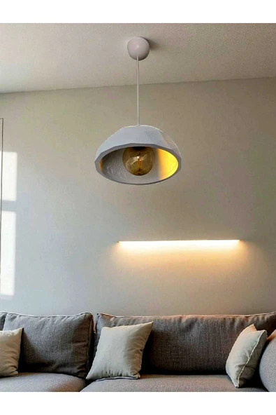 PAMUK'S DESİGN Modern Mozaik Desen Özel Beton Görünümlü Doku Rustik İç Desenli Sarkıt Avize - Resim 7