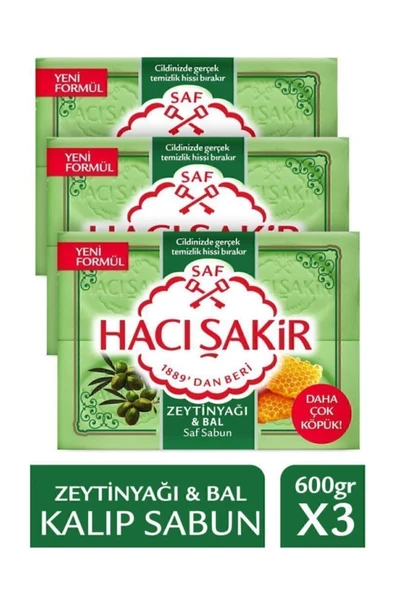 Hacı Şakir Zeytinyağı & Bal Saf Kalıp Sabun 4x150 gr x 3 Adet ürün görseli