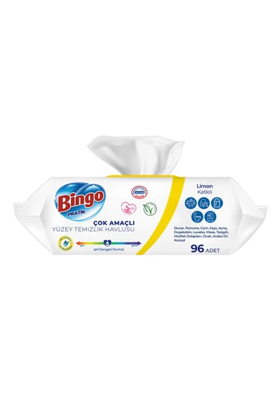 Bingo Pratik Yüzey Temizlik Havlusu Limon Kokulu 96x3 (288 Yaprak) - Resim 3