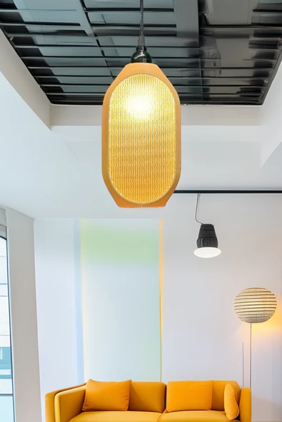 PAMUK'S DESİGN Modern Sarkıt Tekli Kovan Avize Serisi ( 23x27 cm ) Salon Mutfak Oturma Odası Cafe Bar - Resim 3