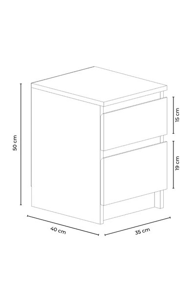 Derinkuyu 2 Çekmeceli Komodin Yatak Odası Bebek Odası Antrasit - Resim 2