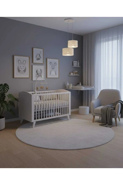 PAMUK'S DESİGN Lüks Beyaz Renk 2'li Modern Dekoratif Salon, Oturma Odası ve Mutfak Sarkıt Avize (Lamba Hediyedir) - Resim 3