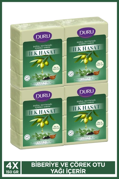 Duru İlk Hasat Doğal Zeytinyağı İçerikli Saç ve Vücut Sabunu 16 Adet Sabun 4x150 GR ürün görseli
