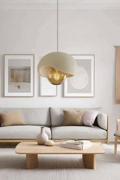 PAMUK'S DESİGN Rustik İskandinav Serisi Beton Görünümlü Sarkıt Çevre Dostu Avize( Rustik Ampul Hediyeli) - Resim 4