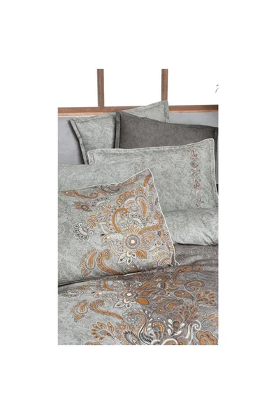 Burgonya Fancy Poplin Nevresim Takımı çift Kişilik Oranj - Resim 3