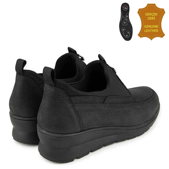 Muya Zapata 6 Nokta Anatomik %100 Deri Kadın Ayakkabı Siyah - Resim 4