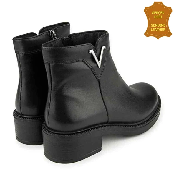 Muya Gle 326229 %100 Deri Anatomik Kadın Bot Siyah - Resim 4