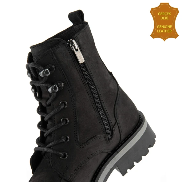 Hush Puppies Kedua 725030 Gerçek Deri, Anatomik, Kadın Bot Siyah - Resim 4