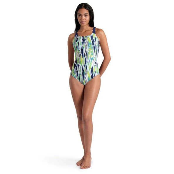 Arena Womens Zebra Stripes Swim Pro Back Swimsuit Kadın Yüzücü Mayosu 007217157 - Resim 3