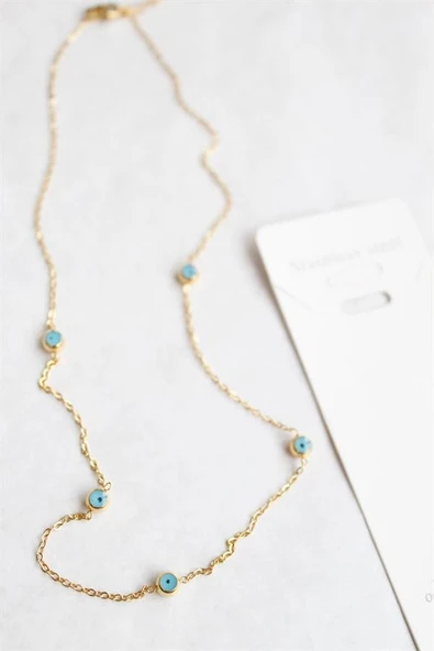 Nazar Boncuk Çelik Kolye - Altın ürün görseli