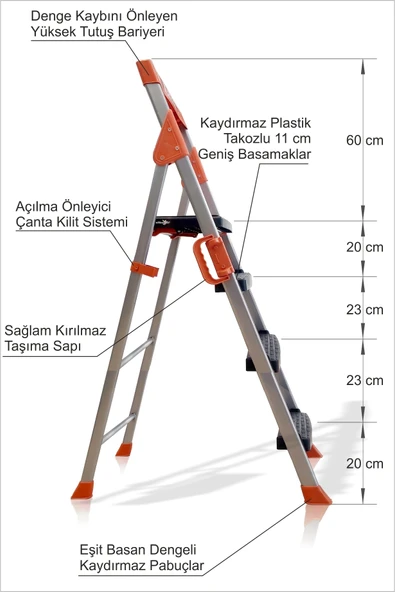 Ev Okul İşyeri Mutfak Kütüphane Raf İçin Dekoratif Kaydırmaz 4 Basamak Sağlam Dengeli Kısa Merdiven - Resim 3