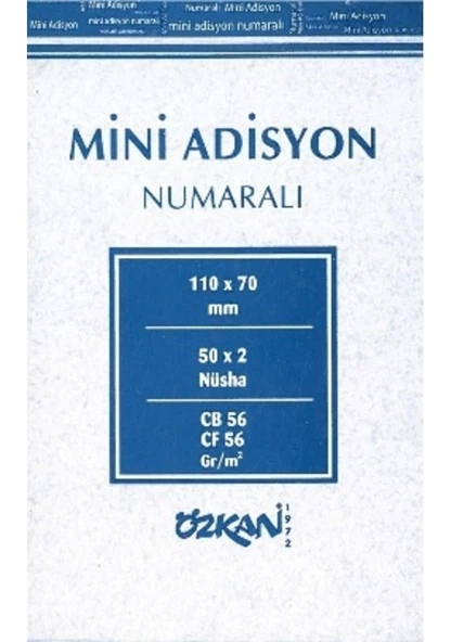 Mini Adisyon Numaralı 1.Hamur 50X2 Otokopili 10’Lu Paket Özkan ürün görseli 1