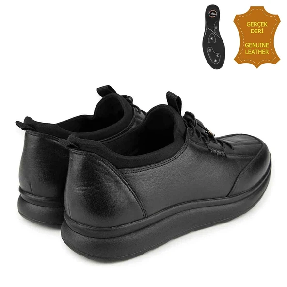 Muya Pukavy 6 Nokta Anatomik %100 Deri Kadın Ayakkabı Siyah - Resim 4