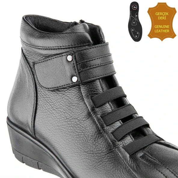 Muya Theon 324794 6 Nokta Anatomik %100 Deri Kadın Bot Siyah - Resim 3