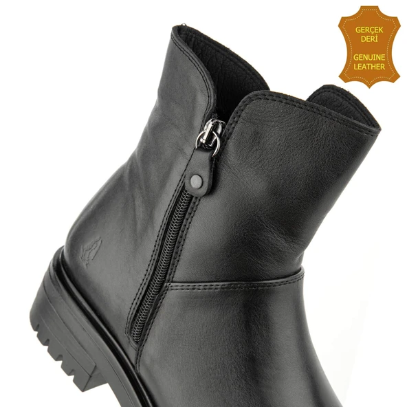 Hush Puppies Eretria 725029 Gerçek Deri, Anatomik, Kadın Bot Siyah - Resim 4