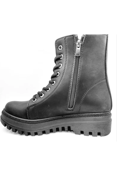 514504 Siyah Bağcıklı Fermuarlı Kadın Bot - Resim 2