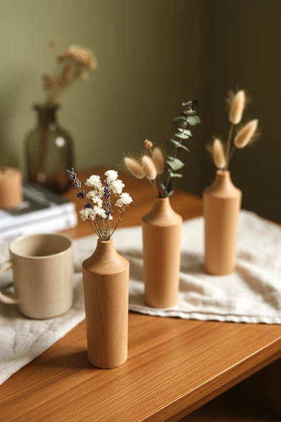 Ahşap Dekoratif Vazo 3'lü Lignum - Resim 4