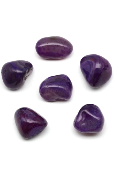 Mor Akik Doğal Taş Tamburlanmış Parça - Tımbıl - Resim 2