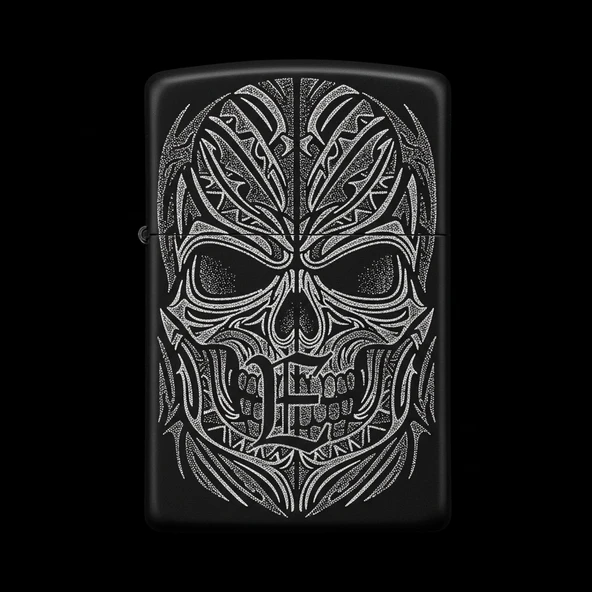 Benzinli Çakmak Kuru Kafa Figürlü E Harfli Tasarım - V94 ürün görseli