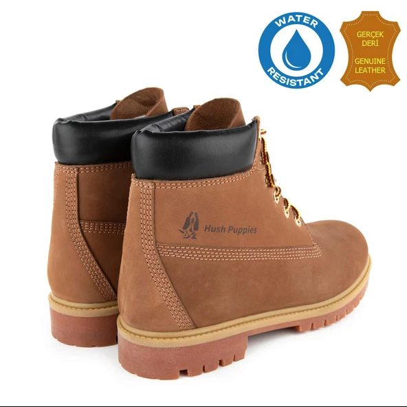 Hush Puppies Helppo 725812 Gerçek Deri, Anatomik, WaterResist Erkek Bot Tarçın - Resim 5