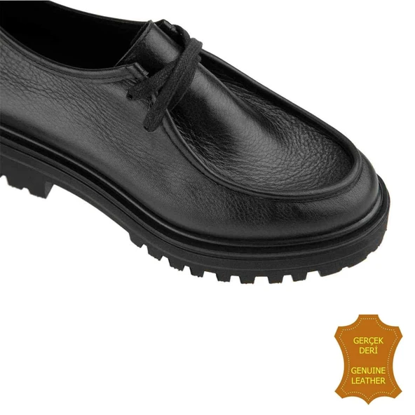 Muya Kam %100 Deri Anatomik Kadın Ayakkabı Siyah - Resim 3