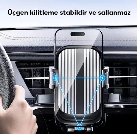 Coofbe Yuvarlak Havalandırma Uyumlu Araç İçi Telefon Tutucu, Sarsılmaz, Titremez, Mercedes, Audi Uym - Resim 2