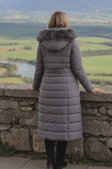 Günlük Kışlık Tam Boy Şişme Kadın Tesettür Mont - Resim 2