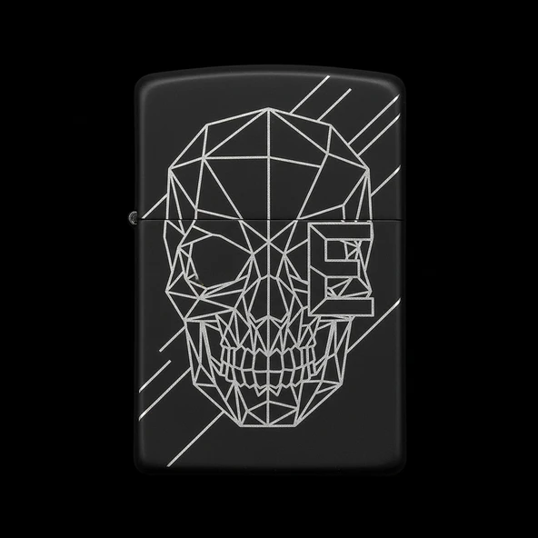 Benzinli Çakmak Kuru Kafa Figürlü E Harfli Tasarım - V49 ürün görseli 1