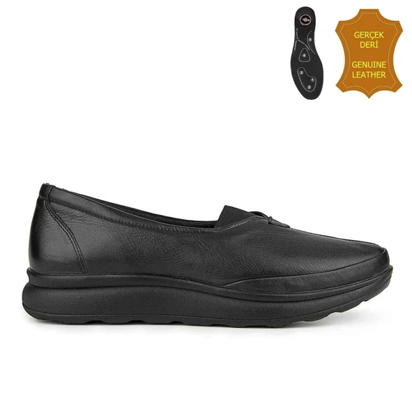 Muya Pothvat 6 Nokta Anatomik %100 Deri Kadın Ayakkabı Siyah - Resim 2