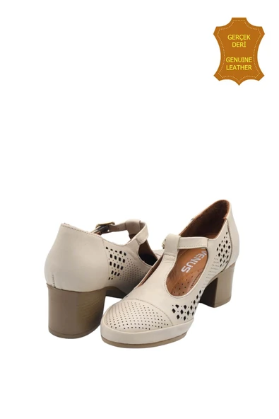 Venüs 1911923Y Hakiki Deri Anatomik Kadın Ayakkabı BEJ Ç - Resim 5