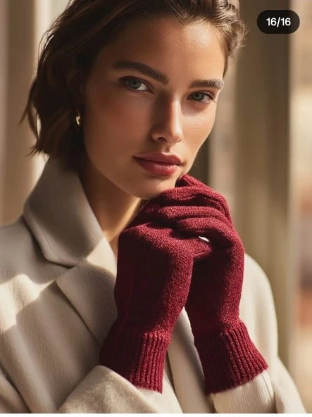 Kışlık Tiriko Kadın Eldiven Bordo Eldiven ürün görseli 1