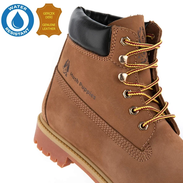 Hush Puppies Helppo 725812 Gerçek Deri, Anatomik, WaterResist Erkek Bot Tarçın - Resim 4