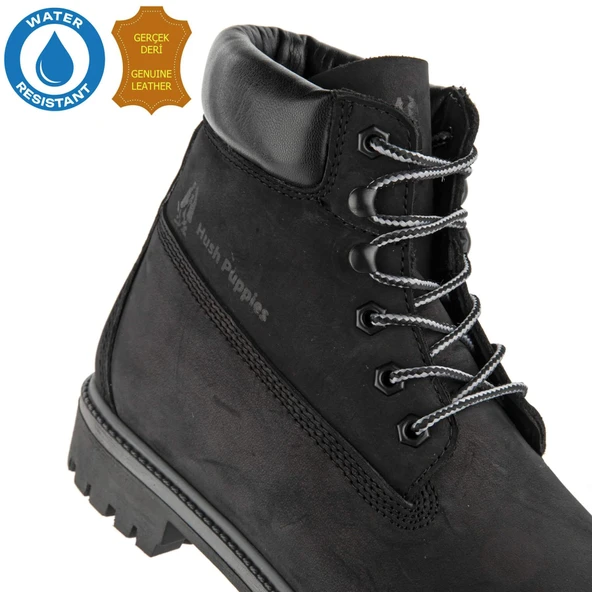 Hush Puppies Helppo 725812 Gerçek Deri, Anatomik, WaterResist Erkek Bot Siyah - Resim 4