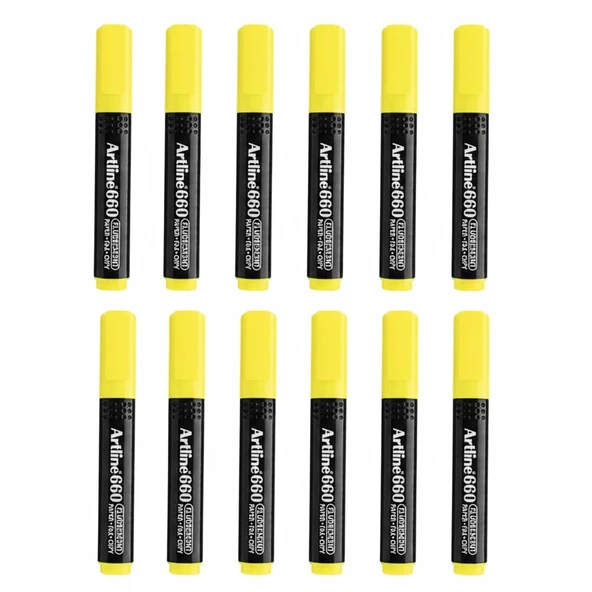 Artline Fosforlu Kalem Kesik Uç Neon Renkler Sarı 12 Adet ürün görseli 1
