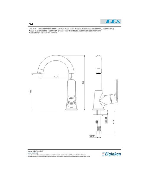 ECA LIA  KUGU LAVABO BATARYASI 102188887 - Resim 2